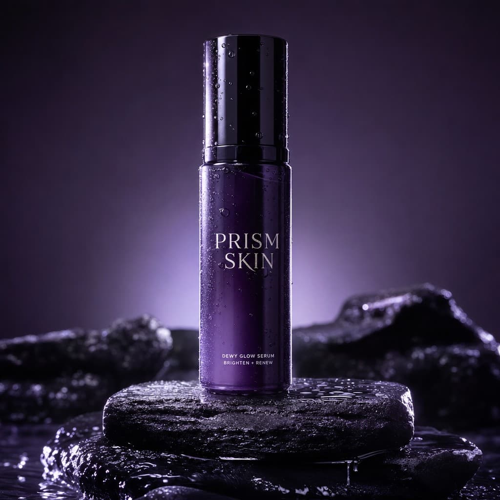 Prism Skin bottle on wet stone
